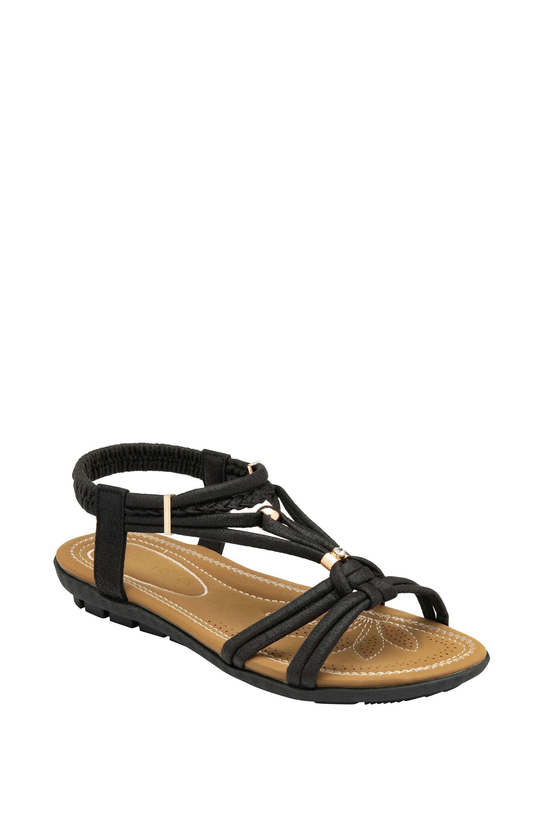 Buy Lotus Black Open Toe Flat Sandals from Next Luxembourg
