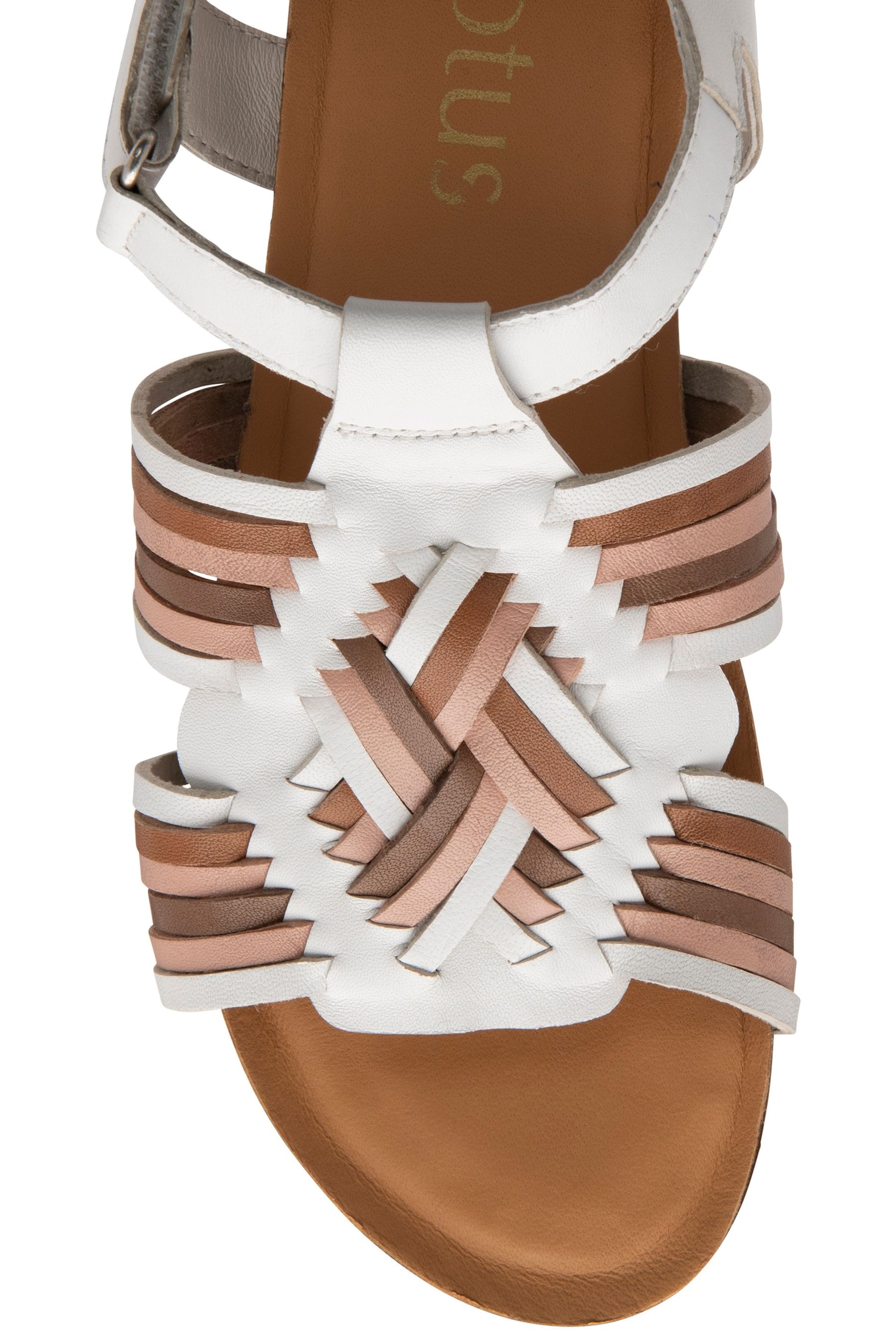 Lotus White Leather Flatform Sandals - Image 4 of 4