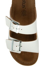 Lotus White Brown Flat Mule Sandals - Image 4 of 4