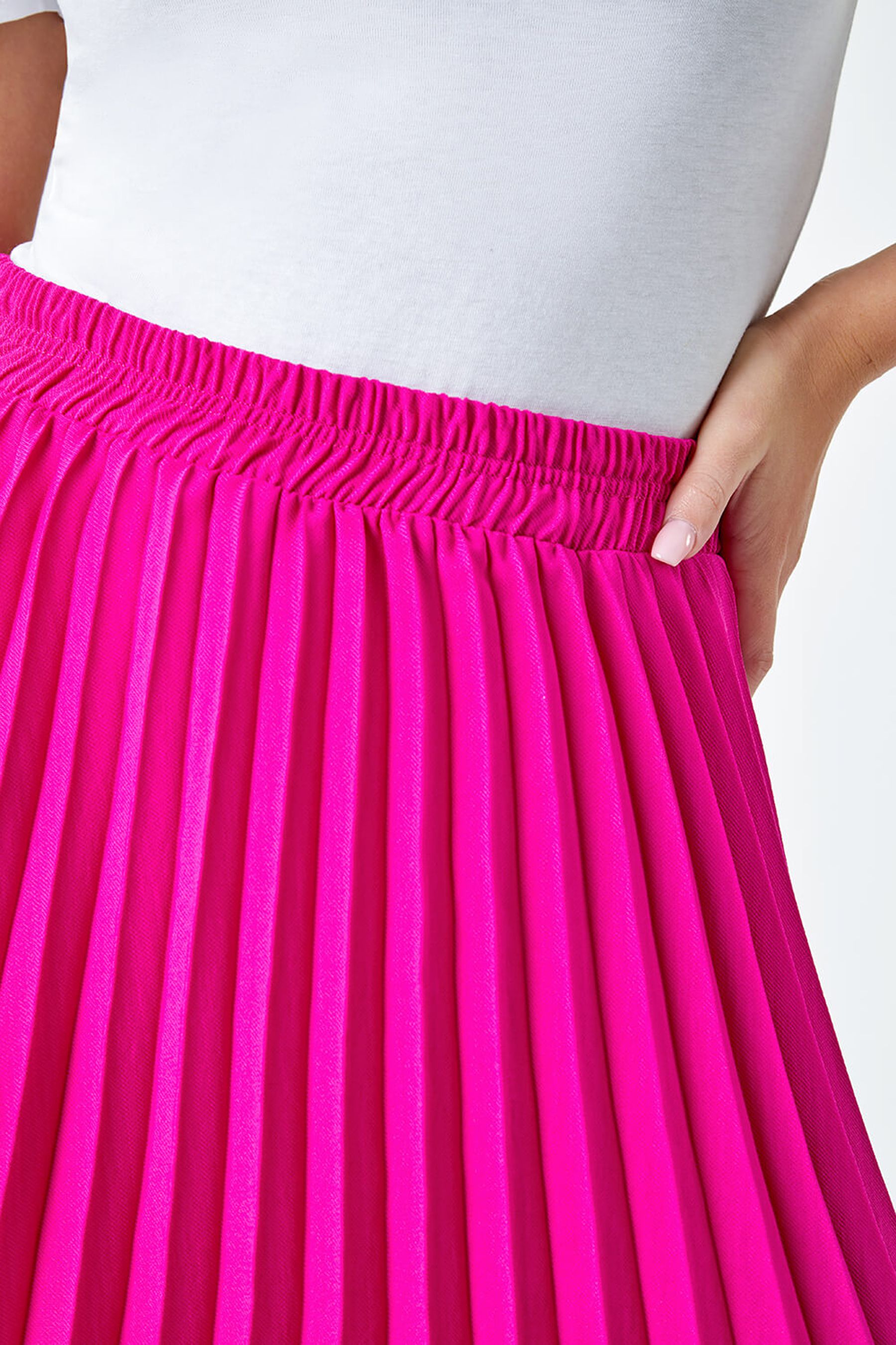 Buy Roman Pink Pleated Stretch Midi Skirt from the Next UK online shop