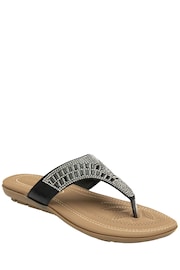 Lotus Black Toe Post Sandals - Image 1 of 4