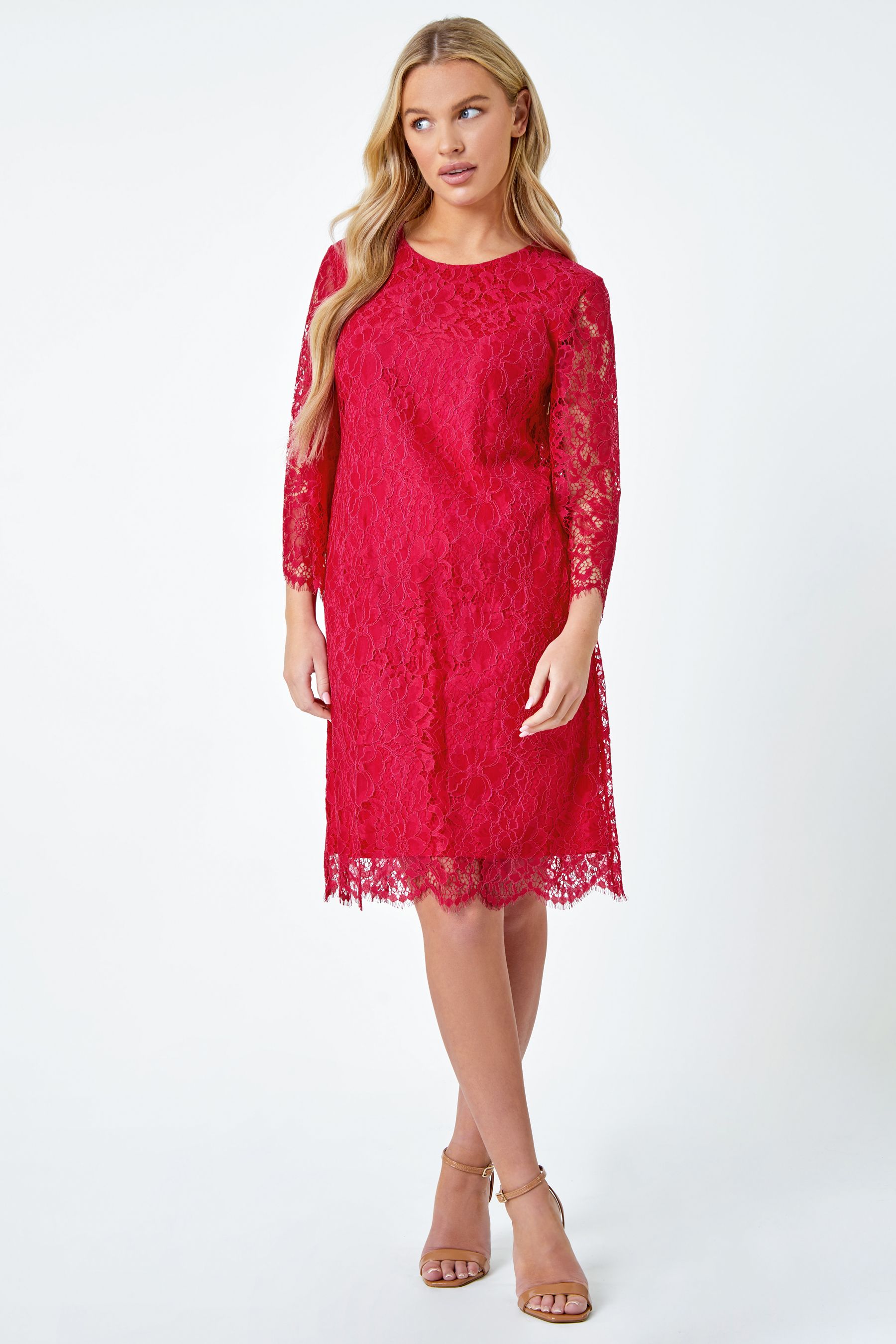 Roman red lace dress online