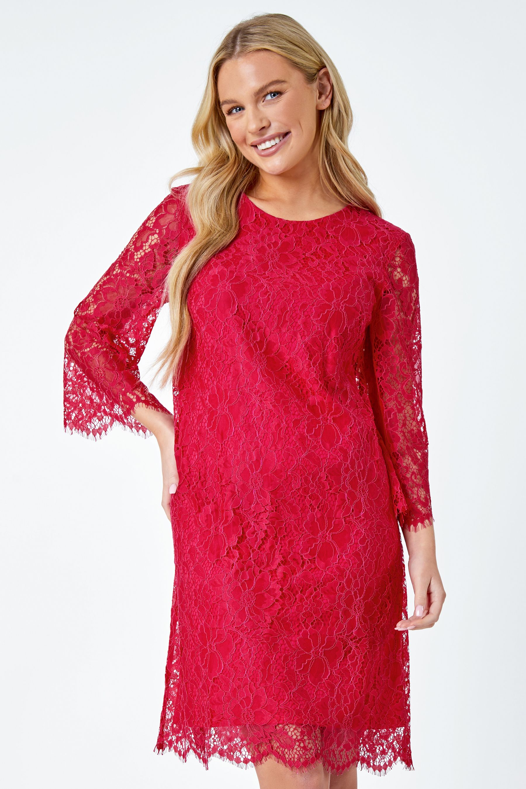 Buy Roman Red Lace Overlay Tunic Dress from the Next UK online shop