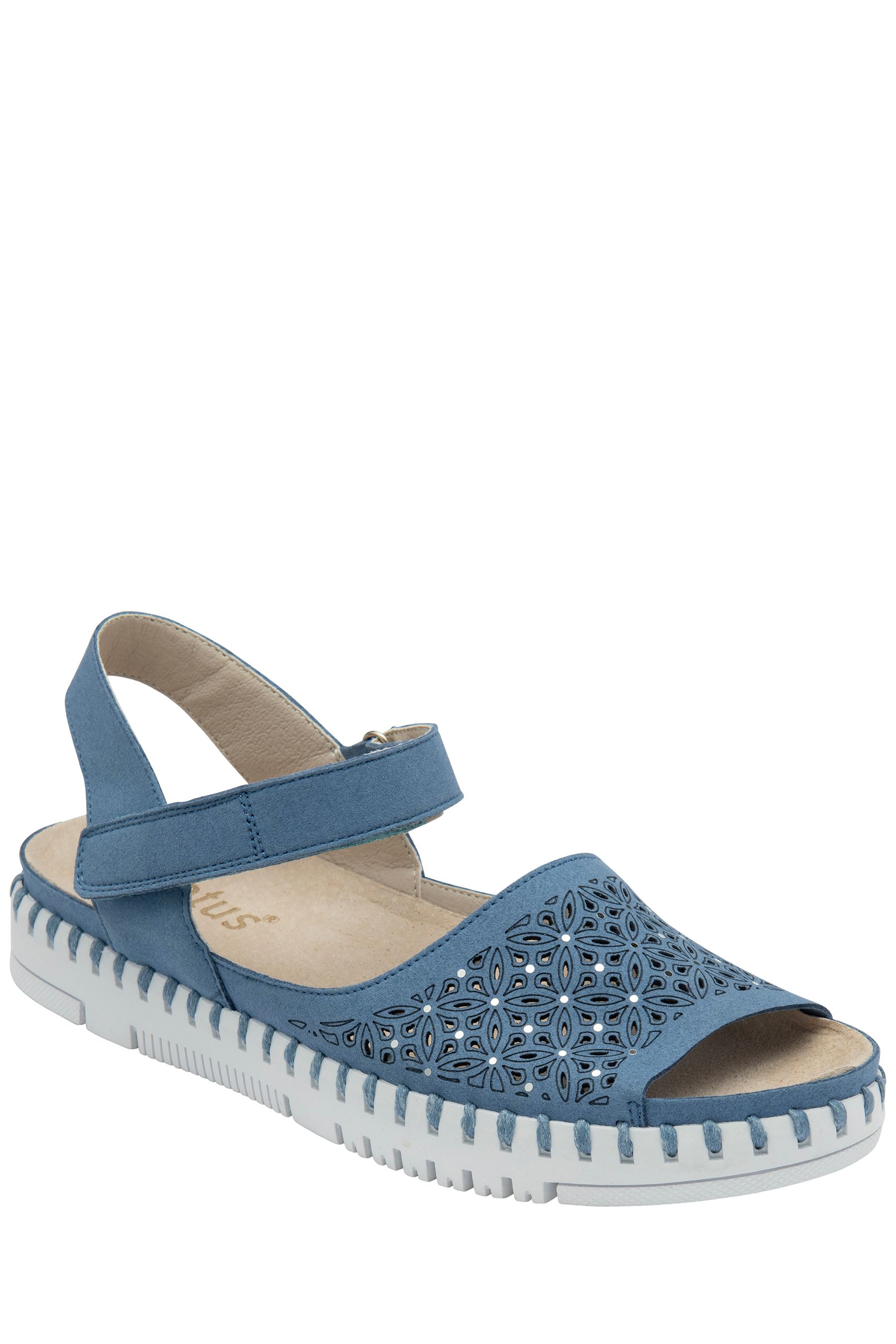 Buy Lotus Blue Peep Toe Flat Sandals from Next Luxembourg