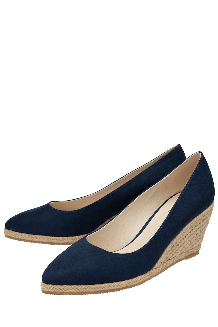 Lotus Blue Microfibre Wedge Shoes - Image 2 of 4