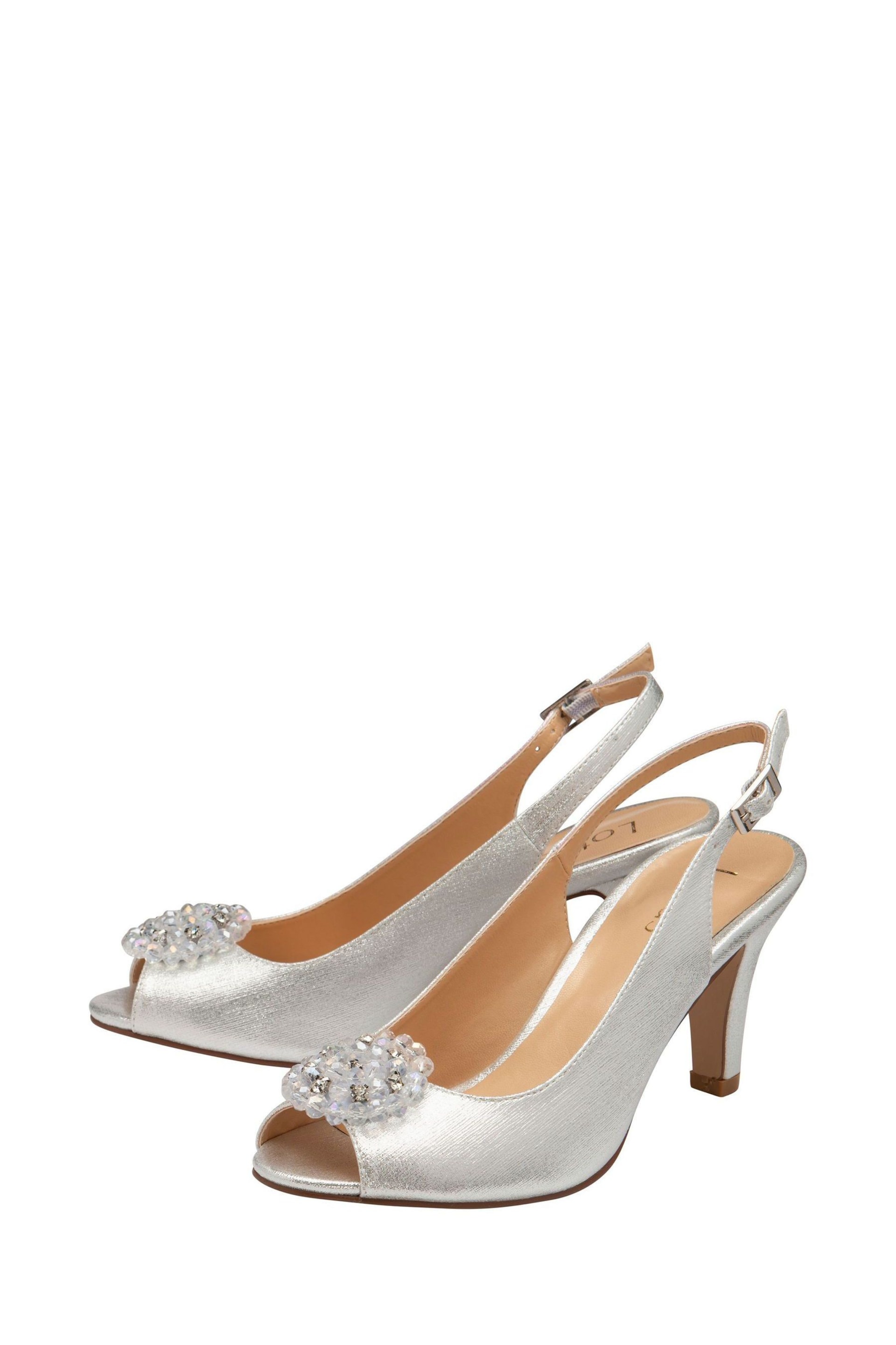Lotus Silver Peep-Toe Slingback Shoes - Image 2 of 4
