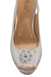 Lotus Silver Peep-Toe Slingback Shoes - Image 4 of 4