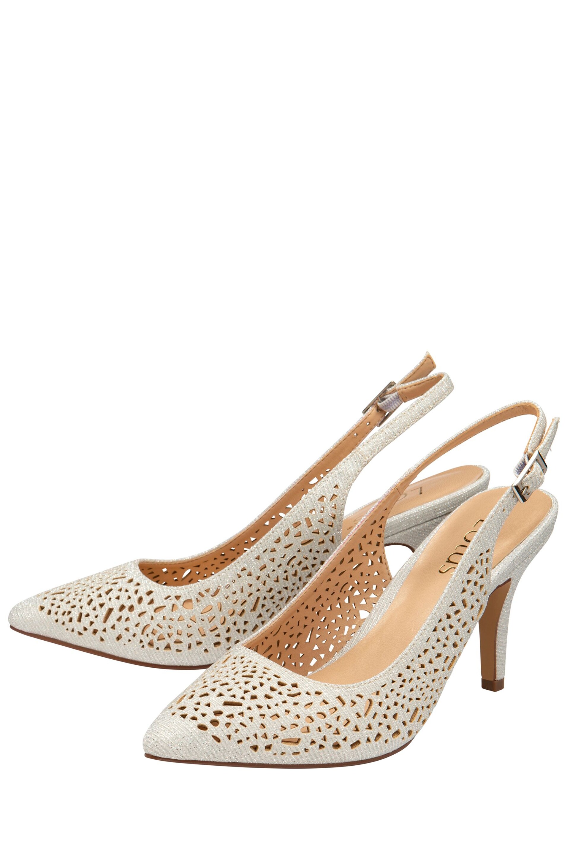 Lotus Silver Slingback Court Shoes - Image 2 of 4