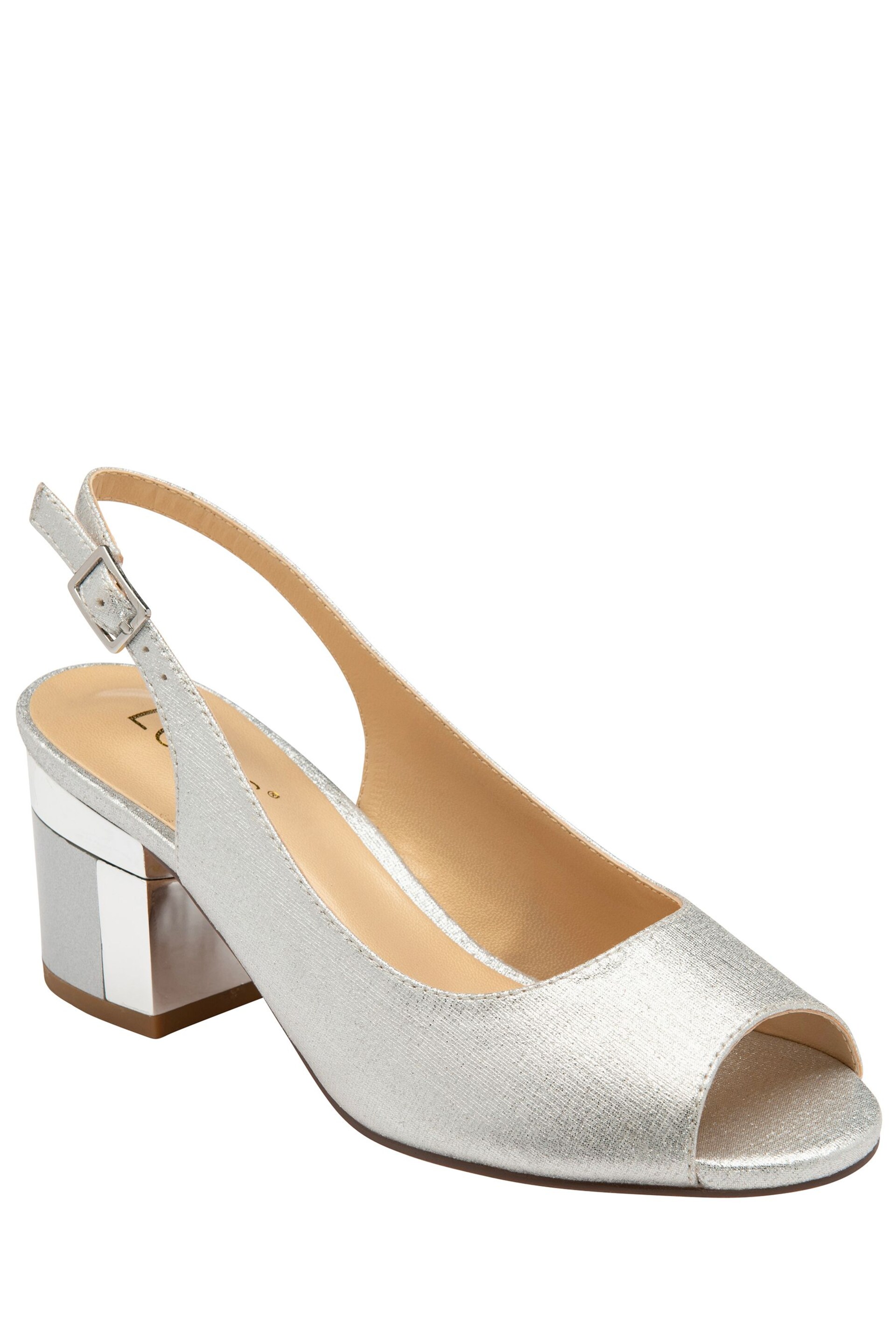 Lotus Silver Slingback Block-Heel Shoes - Image 1 of 4