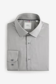 Grey Slim Fit Easy Care Textured Single Cuff Shirt - Image 5 of 7