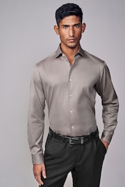 Natur/Braun - Slim Fit Signature Single Cuff Texture Pima Cotton Shirt With Cutaway Collar - Bild 4 von 8