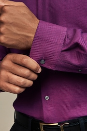 Purple Slim Fit Trimmed Easy Care Single Cuff Shirt - Image 6 of 9