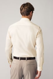 Ecru Slim Fit Easy Care Textured Single Cuff Shirt - Image 2 of 8