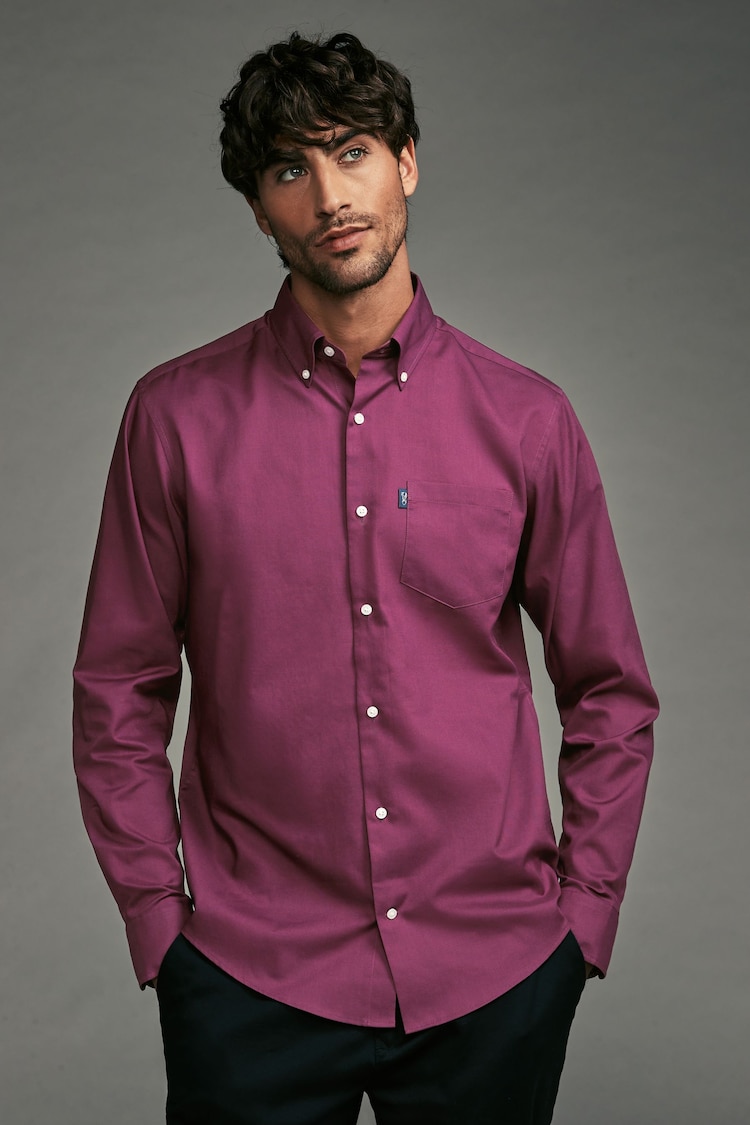 Magenta Purple Regular Fit Easy Iron Button Down Oxford Shirt - Image 1 of 5