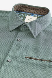 Green Regular Fit Trimmed Formal 100% Cotton Shirt - Image 8 of 8