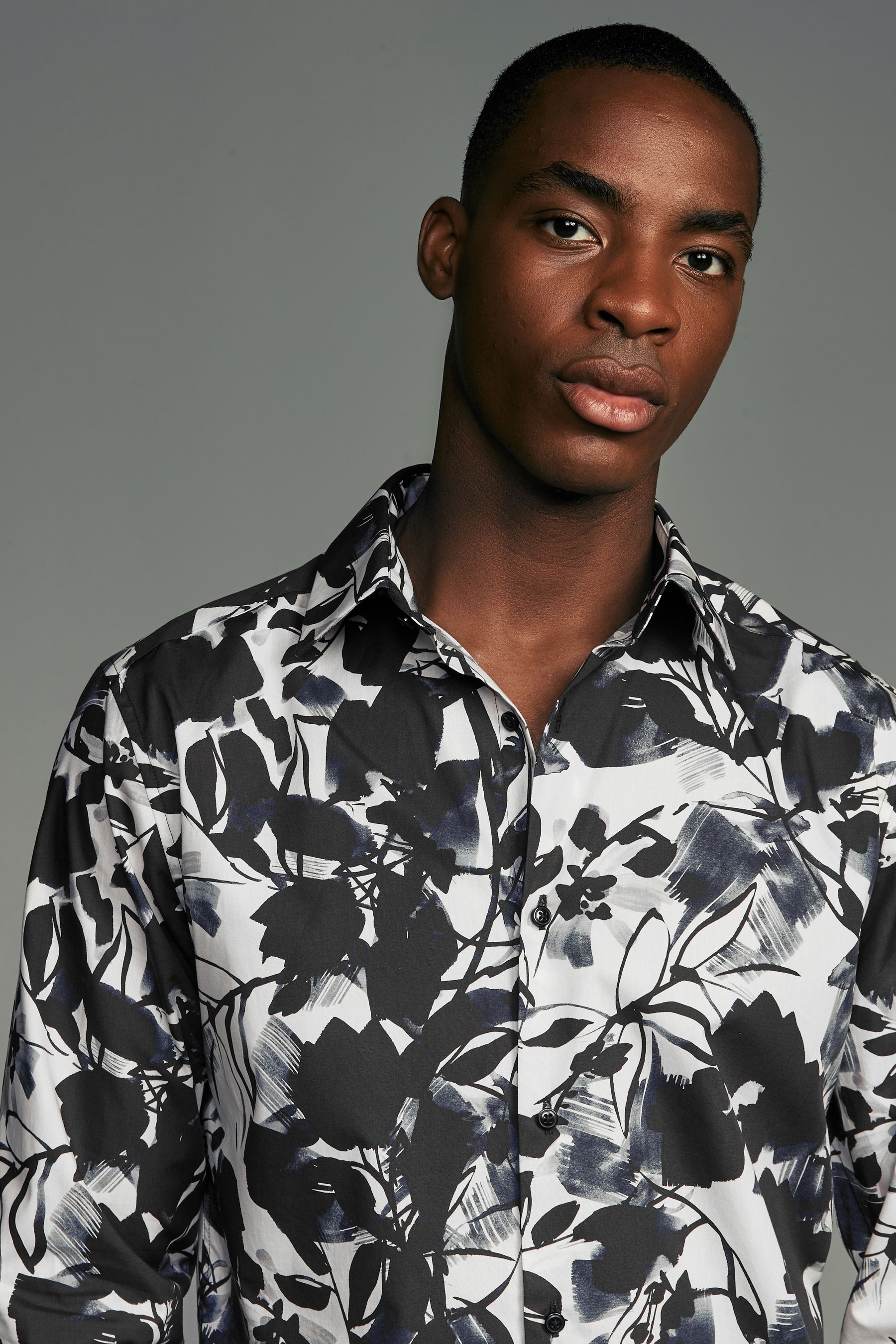 Buy Black White Floral Print Regular Fit 100 Cotton Long Sleeves Single Cuff Formal Shirt from the Next UK online shop