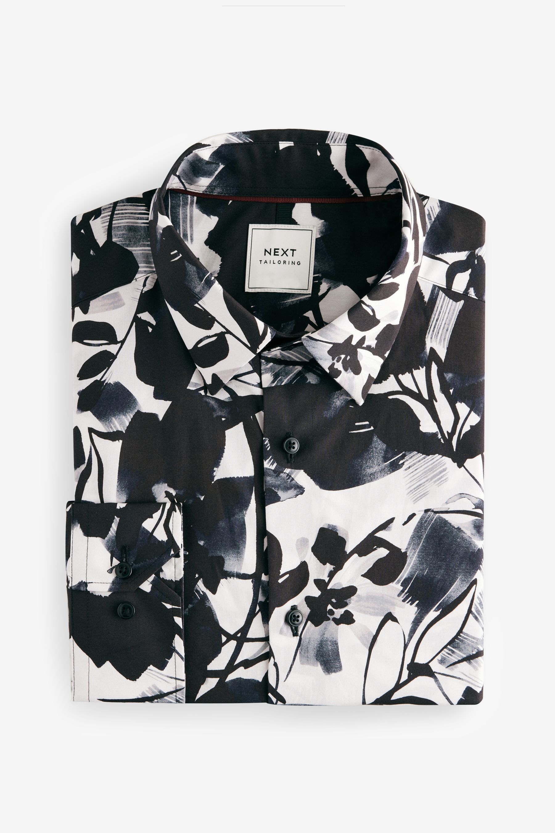 Buy Black White Floral Regular Fit Printed Long Sleeves Single Cuff Formal 100 Cotton Shirt from the Next UK online shop