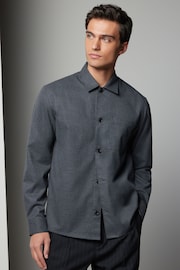 Charcoal Grey Regular Fit Button Through Overshirt - Image 1 of 7