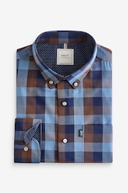 Navy Blue Large Check Regular Fit Easy Iron Button Down Oxford Shirt - Image 5 of 7