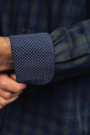 Black Watch Gingham Regular Fit Easy Iron Long Sleeve Single Cuff Oxford Shirt With Button Down Collar - Image 5 of 9