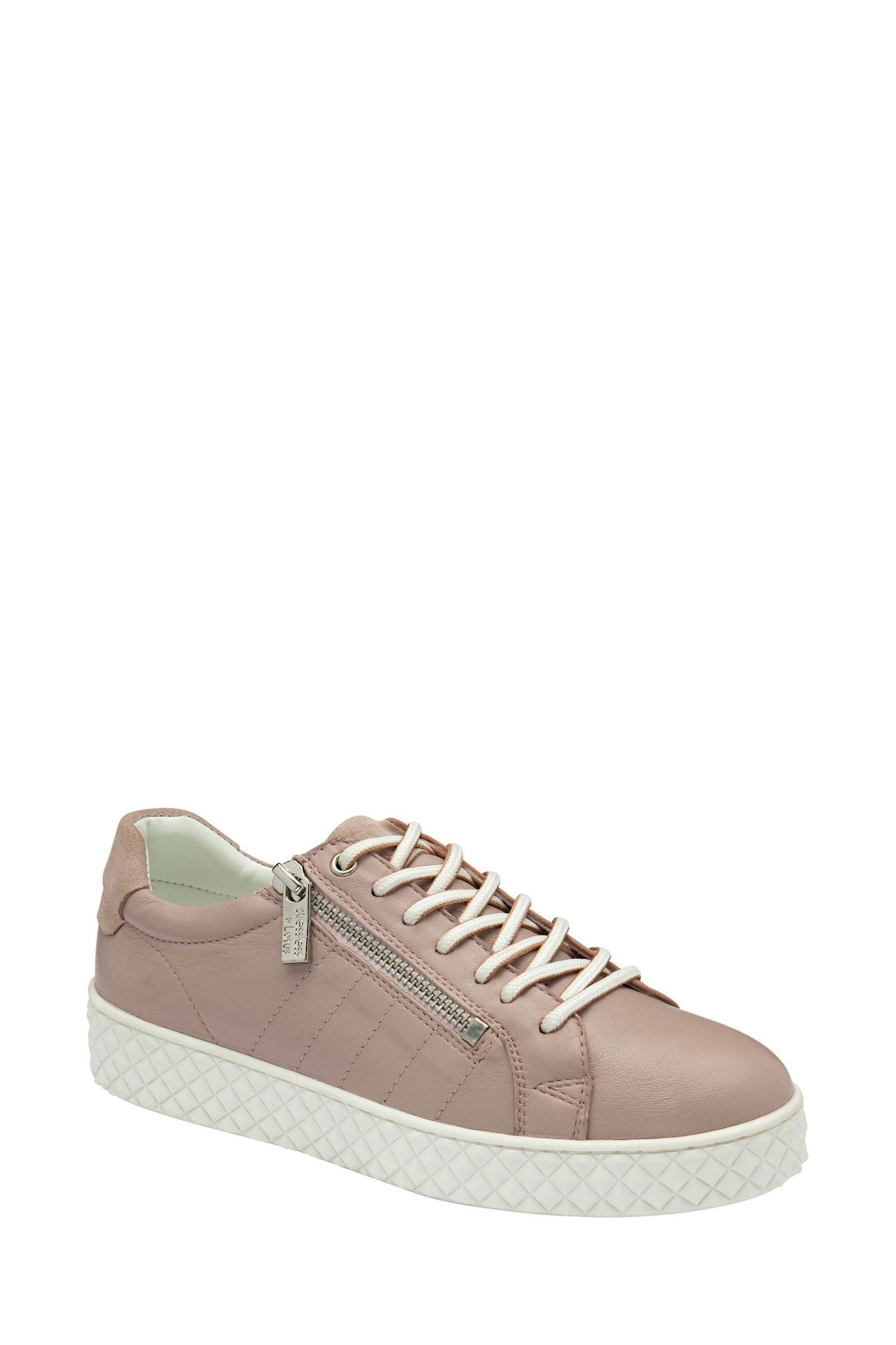 Lotus Pink Leather Zip-Up Trainers - Image 1 of 3