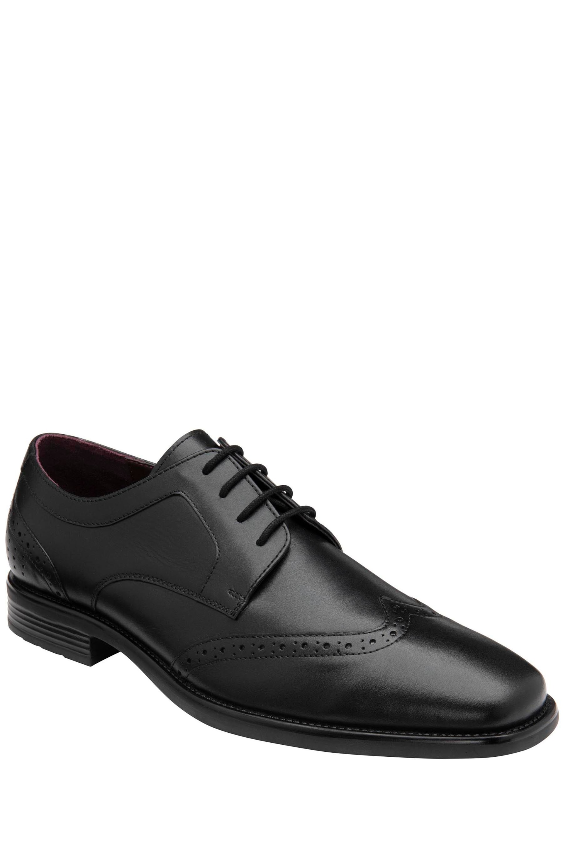 Lotus Black Leather Lace-Up Brogues - Image 1 of 4