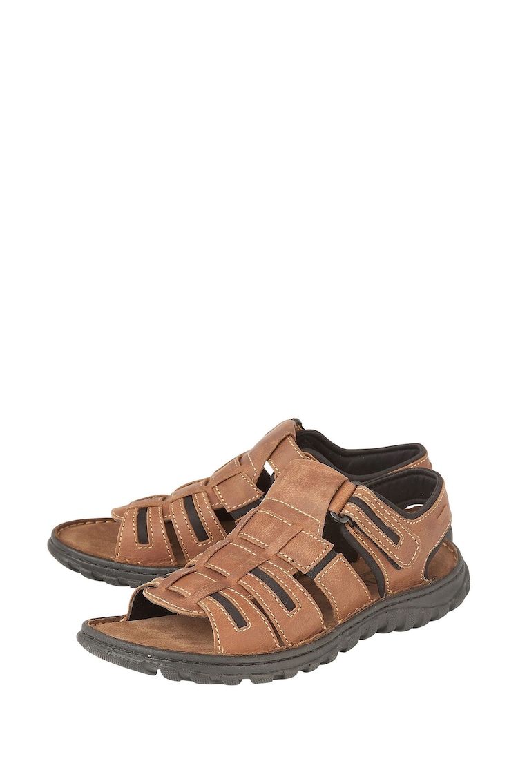 Lotus Light Brown Leather Open-Toe Sandals - Image 2 of 4