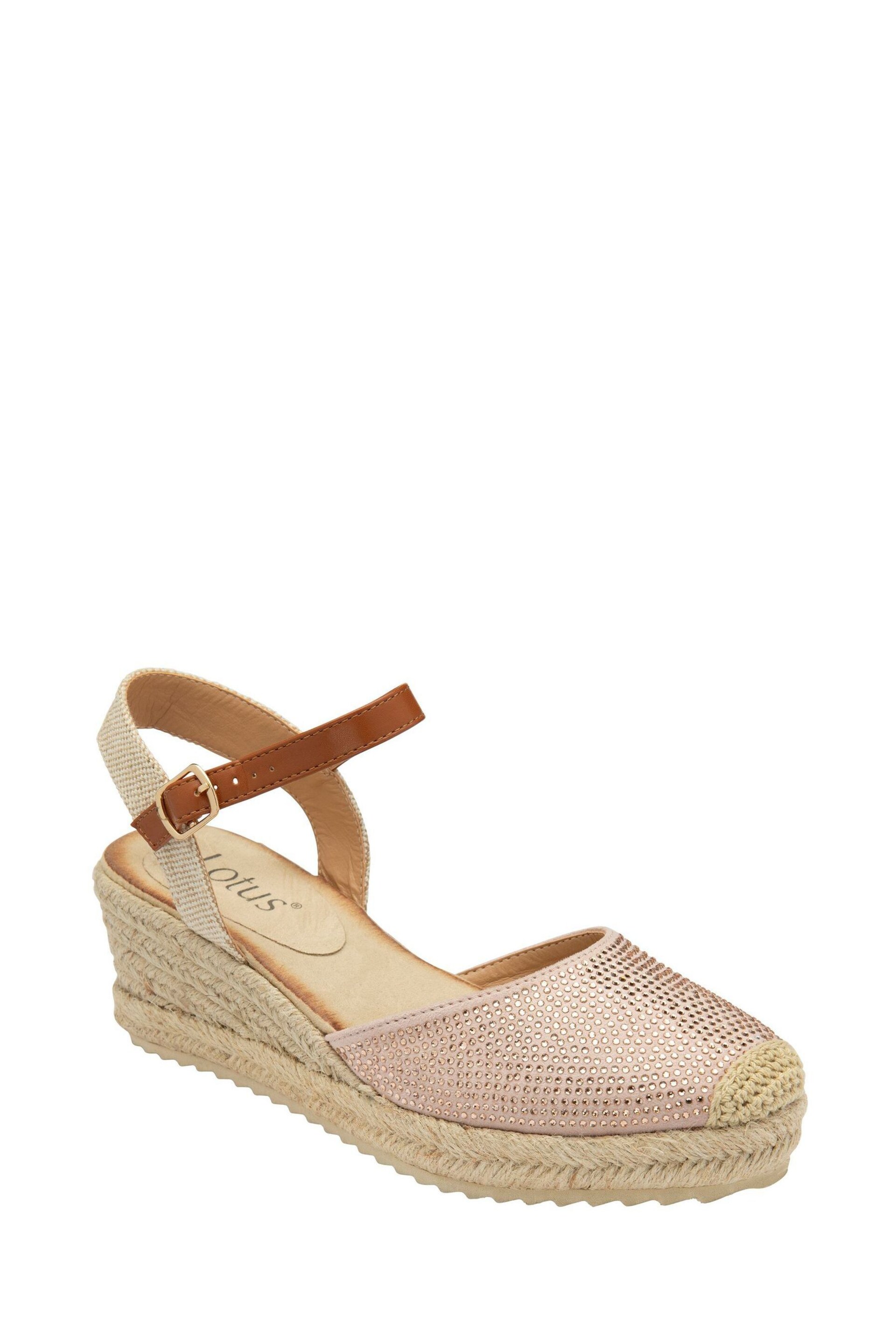 Lotus Pink/Cream Espadrille Wedge Sandals - Image 1 of 4