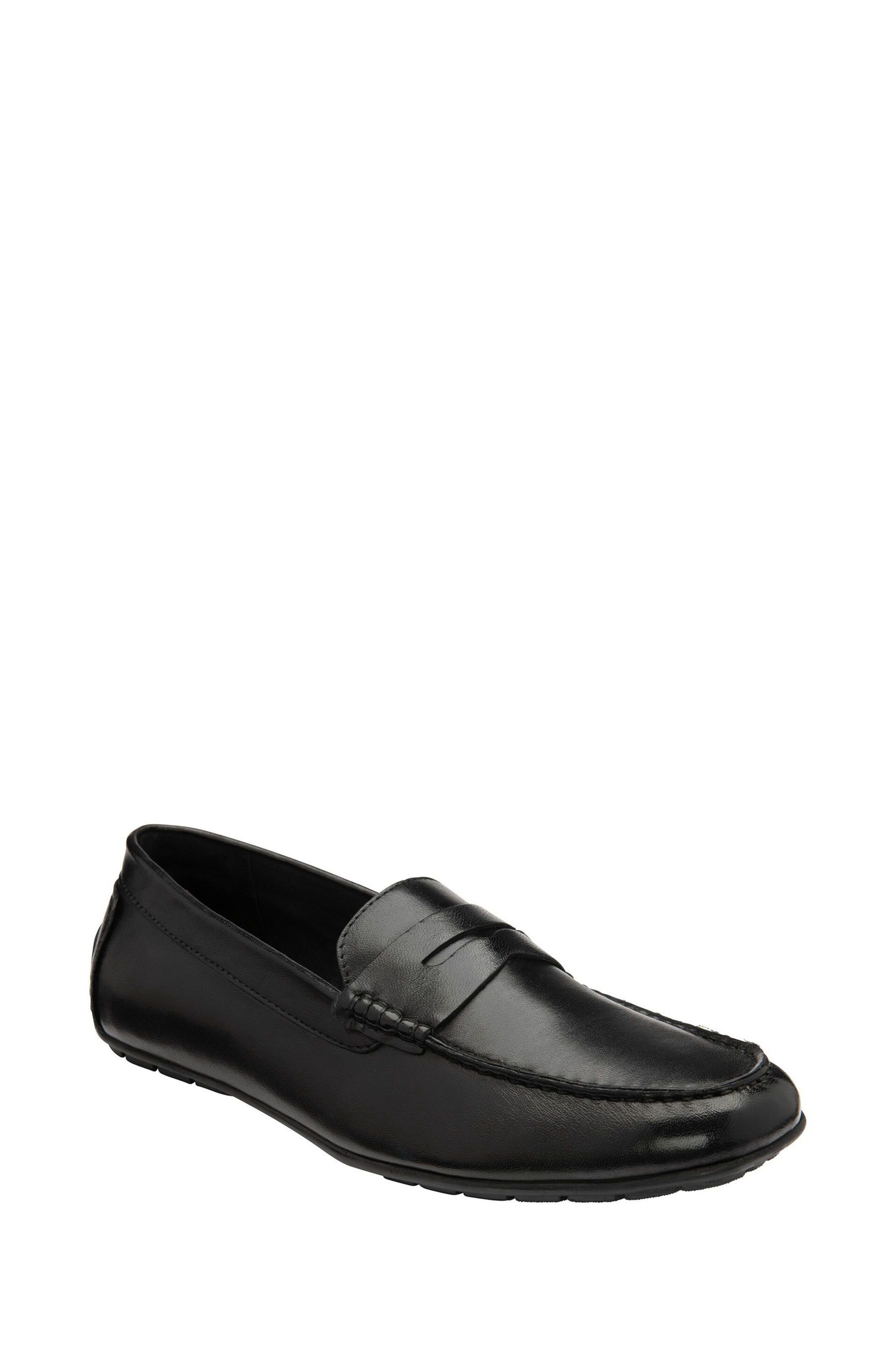 Lotus Black Leather Loafers - Image 1 of 4