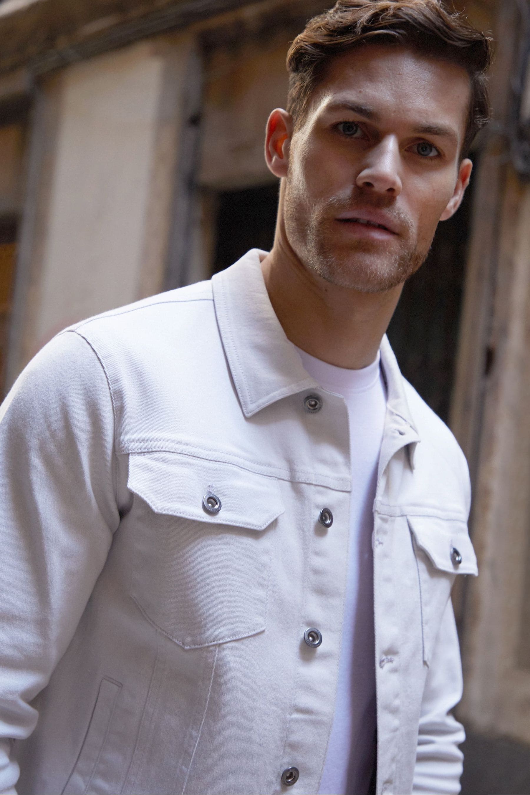 Ecru denim jacket online