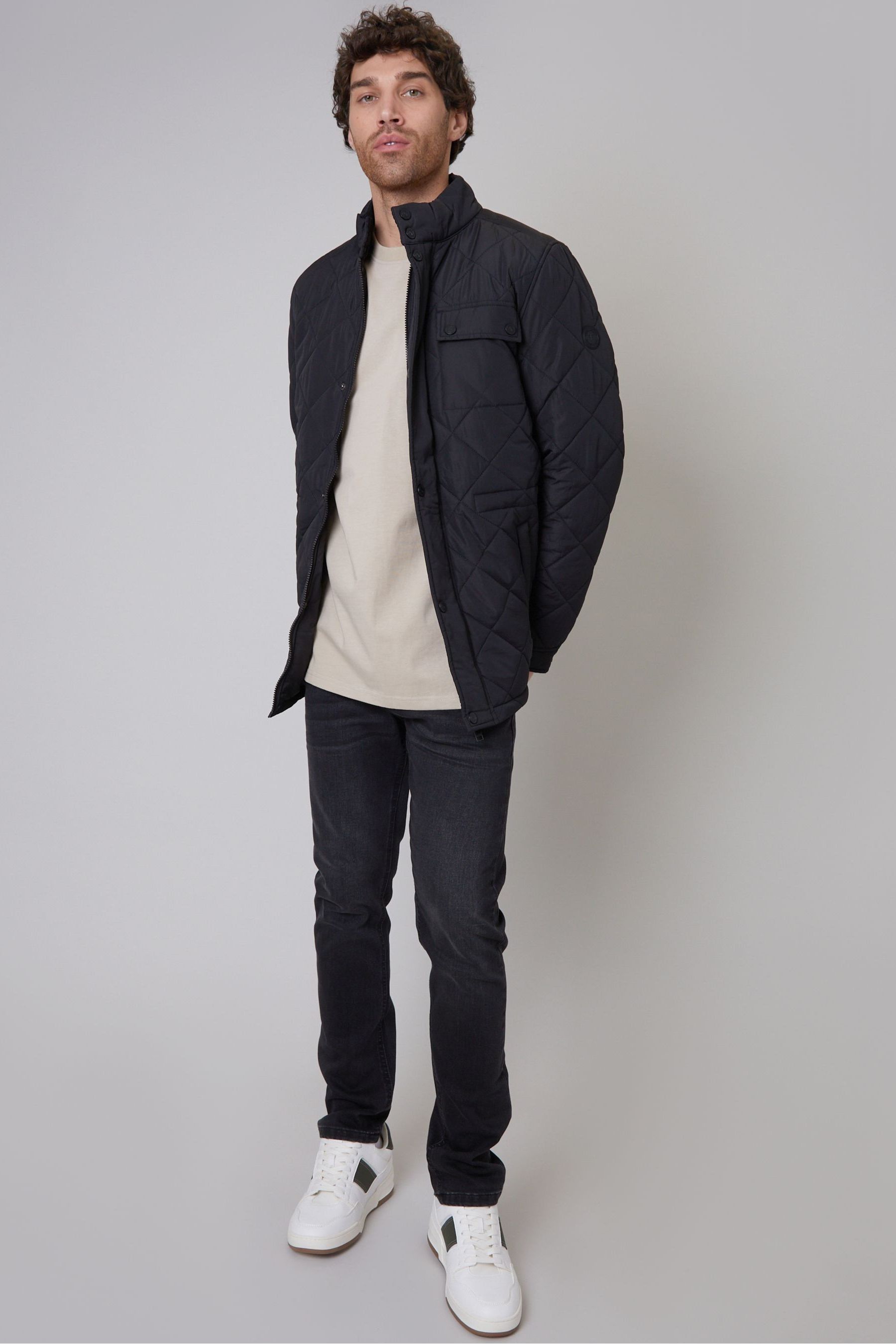 Threadbare Black Showerproof Waterproof Diamond Quilted Jacket