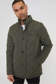 Threadbare Khaki Joules Waterproof Diamond Quilted aus Jacket - Image 3 of 5