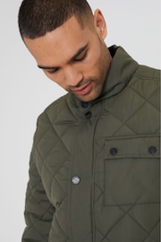 Threadbare Khaki Showerproof Diamond Quilted Jacket - Image 2 of 2