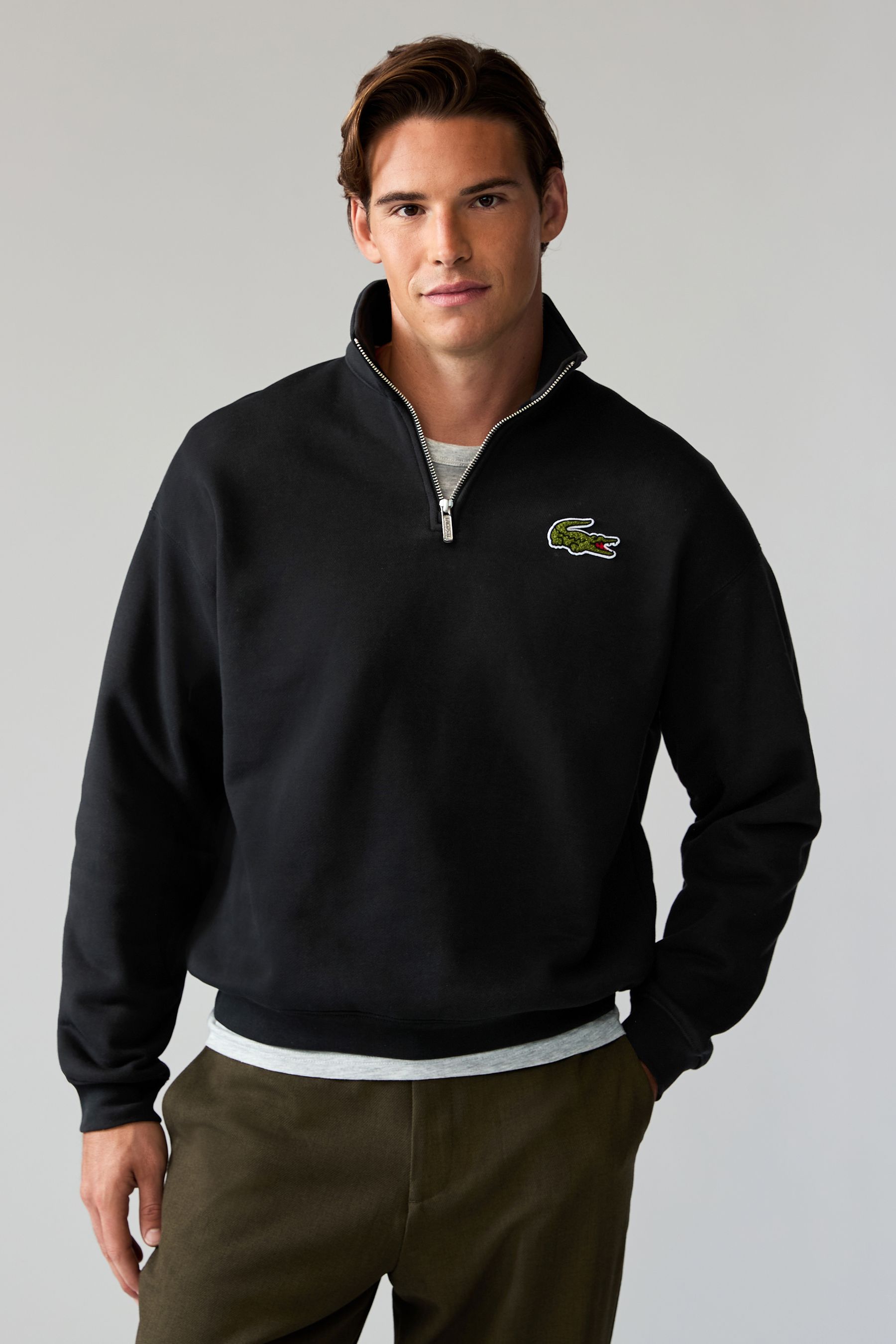 Buy Lacoste Croc Signature 100 Cotton Black Sweatshirt from Next Luxembourg