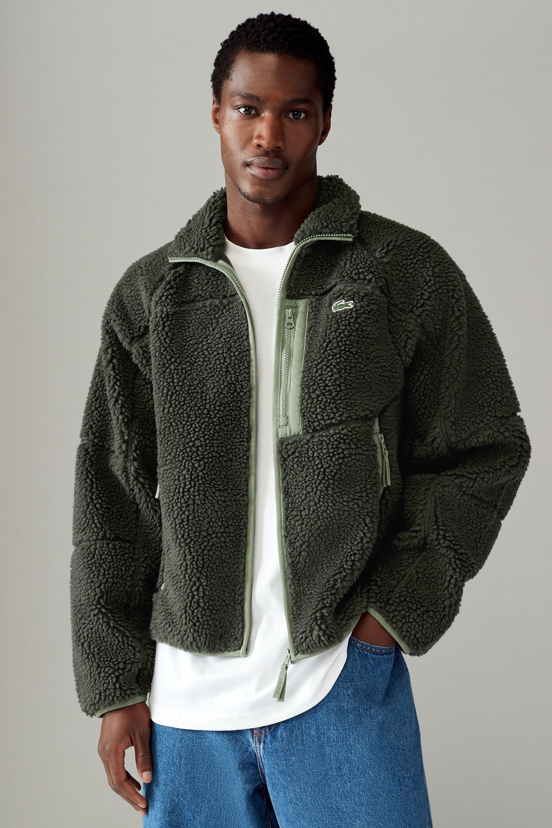 Lacoste sherpa jacket deals
