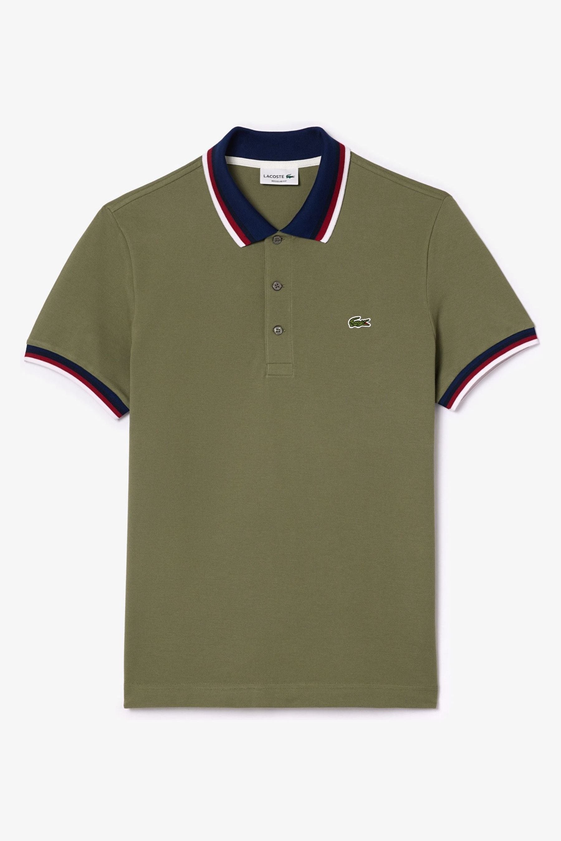 Men's slim fit striped contrast collar petit piqué polo outlet