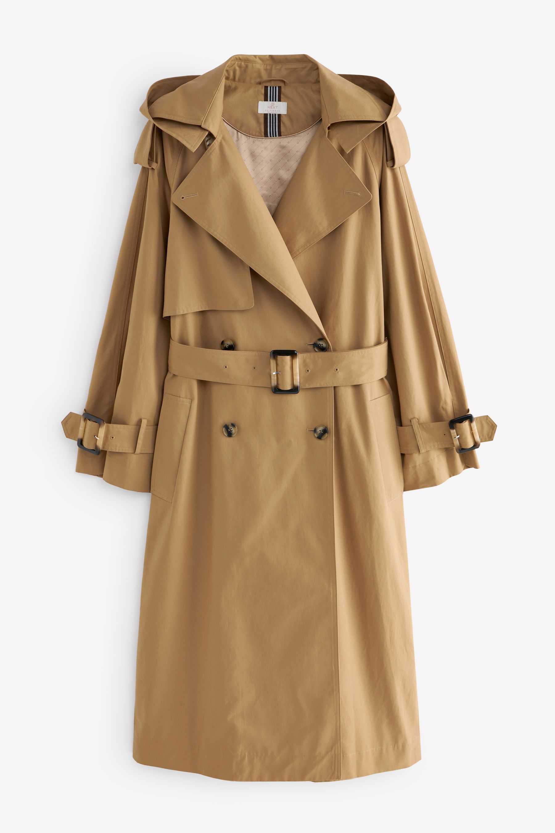 Hooded double breasted trench coat new arrivals