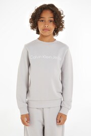 Calvin Klein Grey Slogan Sweatshirt - Image 1 of 4