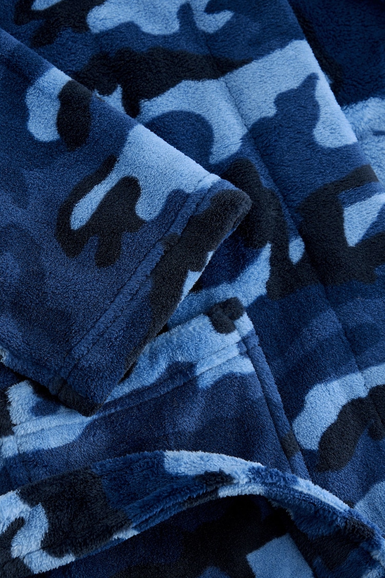 Blue/Navy Camouflage Fleece Robe (3-16yrs) - Image 3 of 3