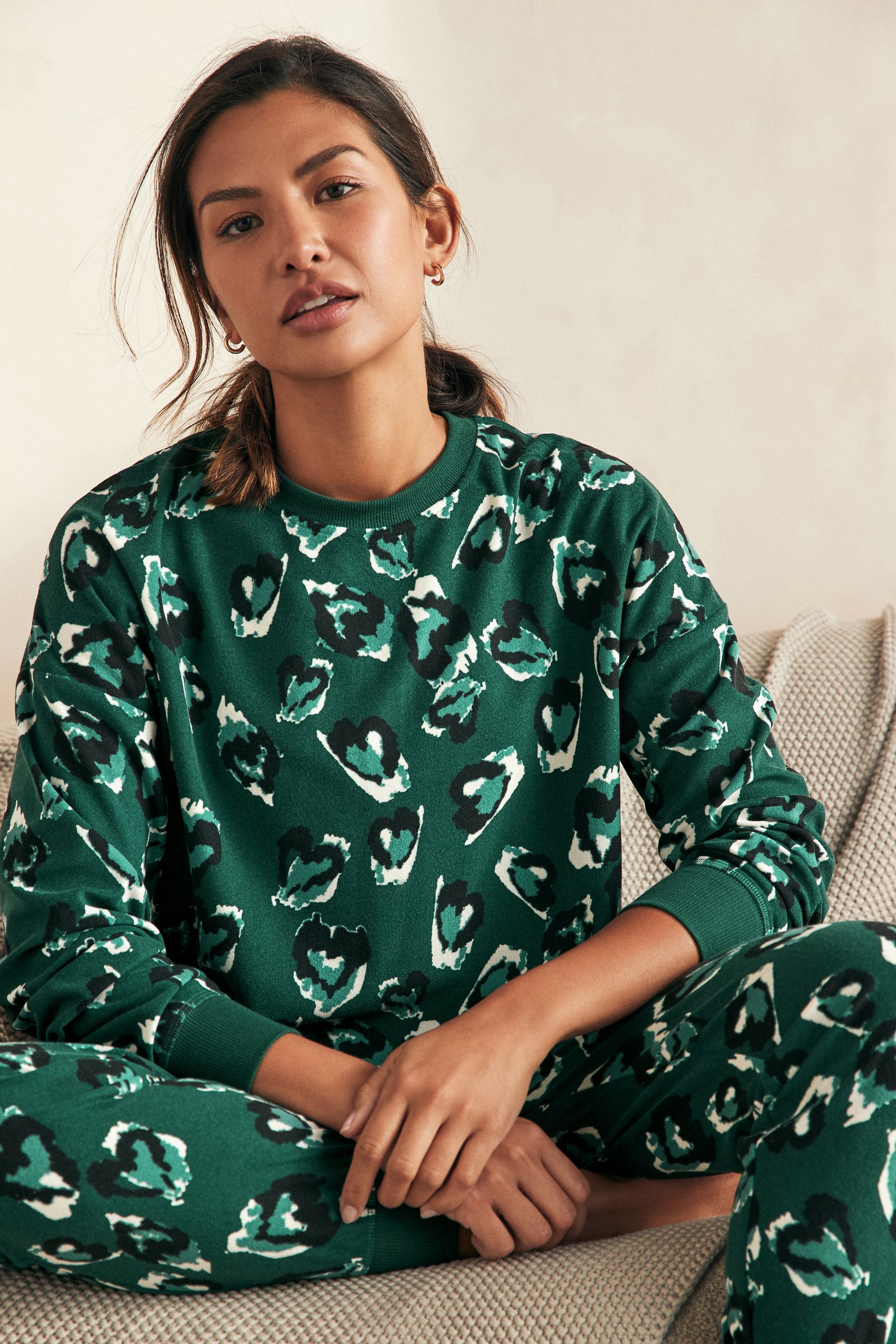 Buy Green Leopard Cosy Long Sleeve Pyjamas from the Next UK online shop