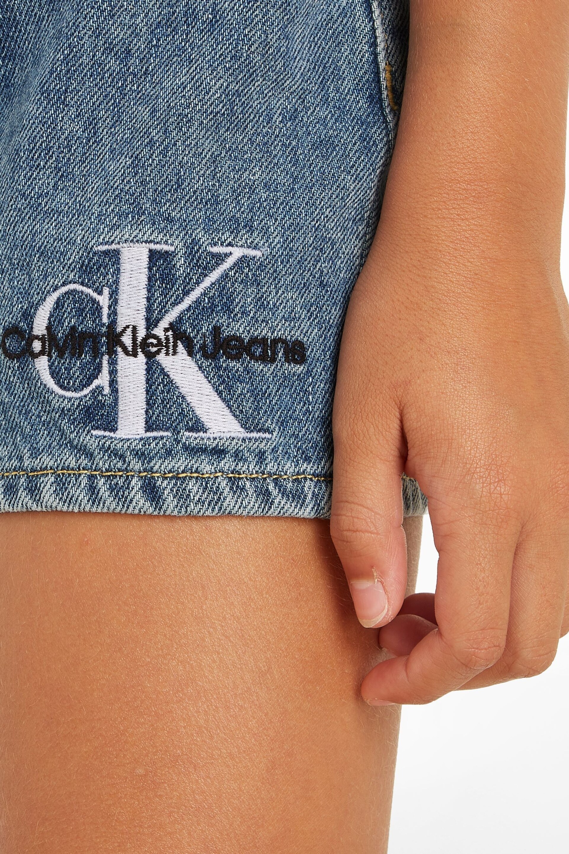 Calvin Klein Blue Marble Denim Skort - Image 3 of 6