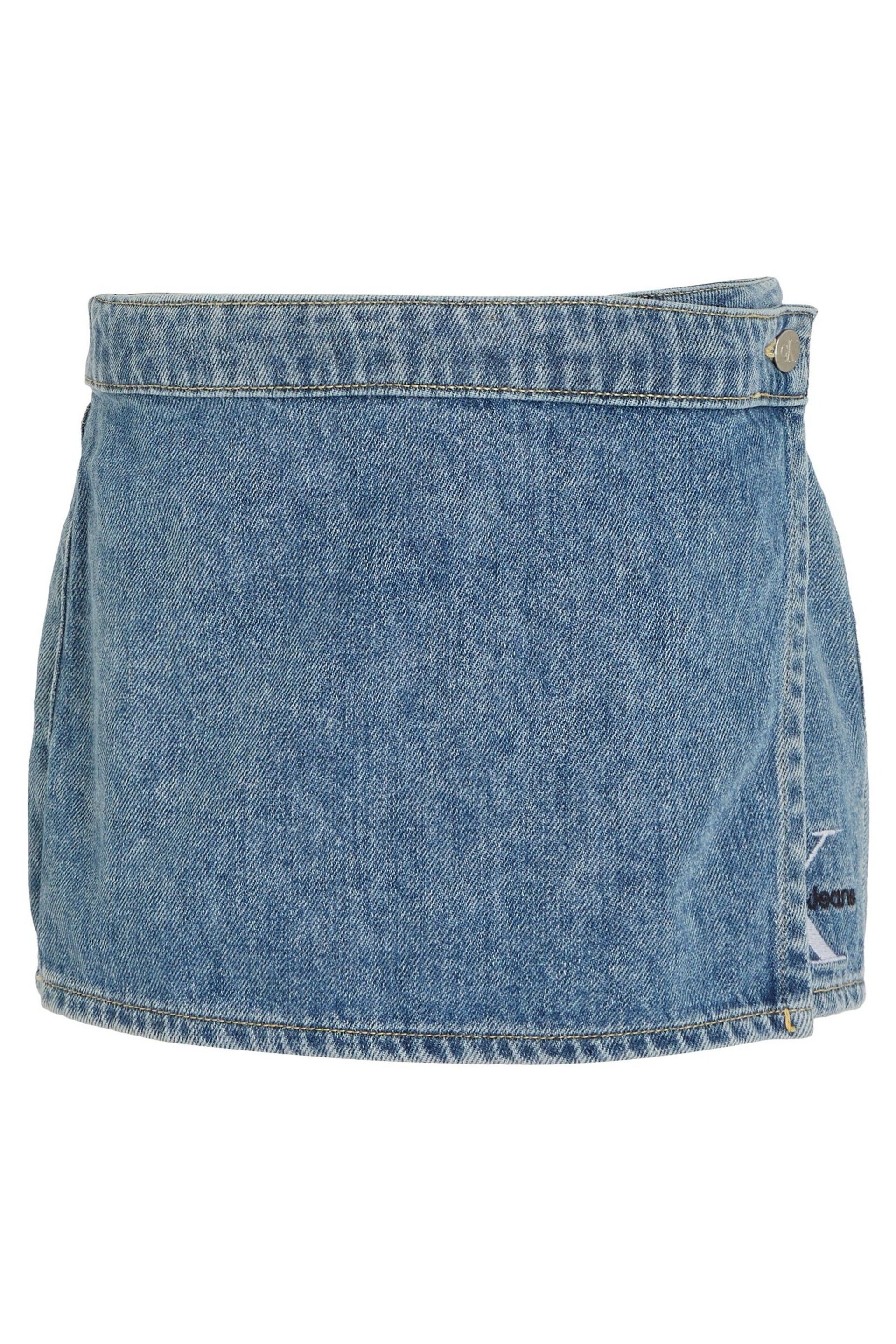 Calvin Klein Blue Marble Denim Skort - Image 4 of 6