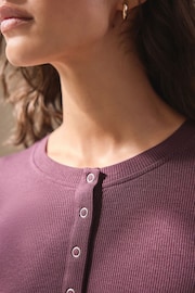 Berry Red Ribbed Long Sleeve Pyjamas - Image 6 of 6