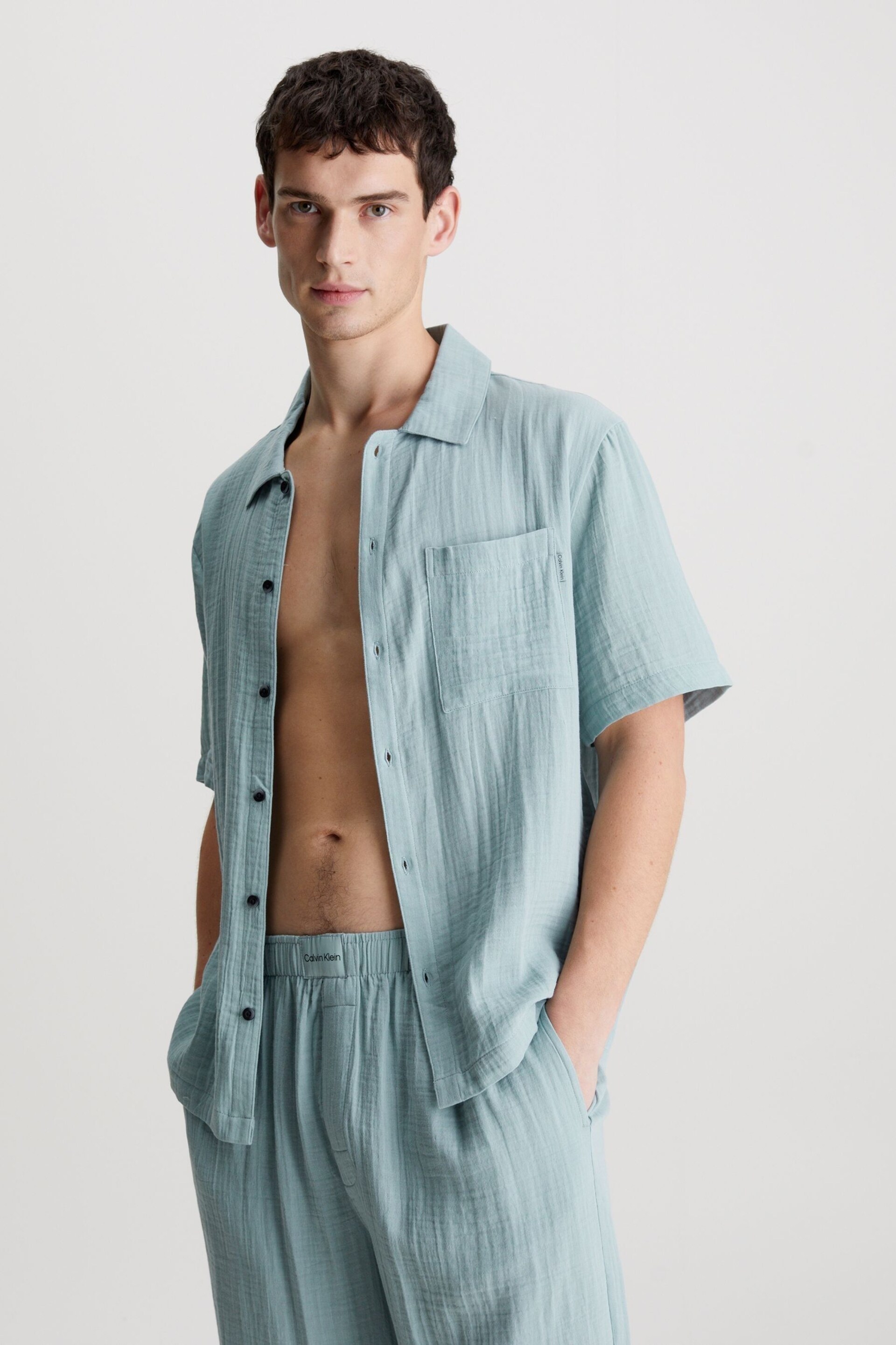 Calvin Klein Blue Plain Button Down Shirt - Image 1 of 4