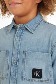 Calvin Klein Blue Logo Denim Shirt - Image 3 of 6