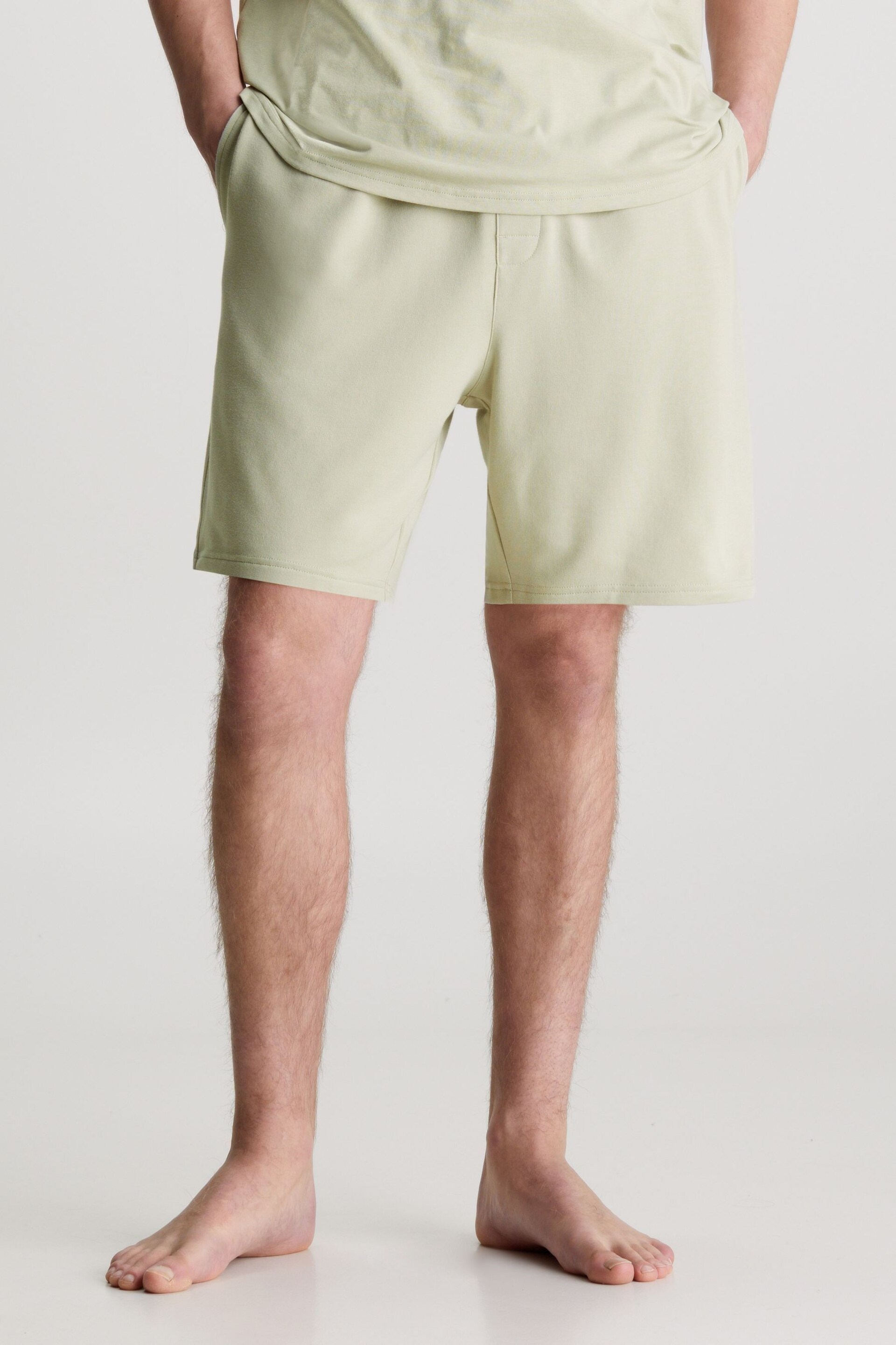 Calvin Klein Green Slogan Sleep Shorts - Image 1 of 4