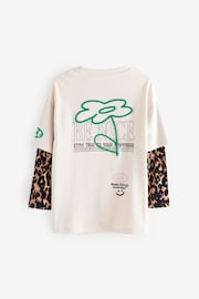 Ecru Double Layer Animal Long Sleeve 100% Cotton Graphic T-Shirt (3-16yrs) - Image 9 of 12