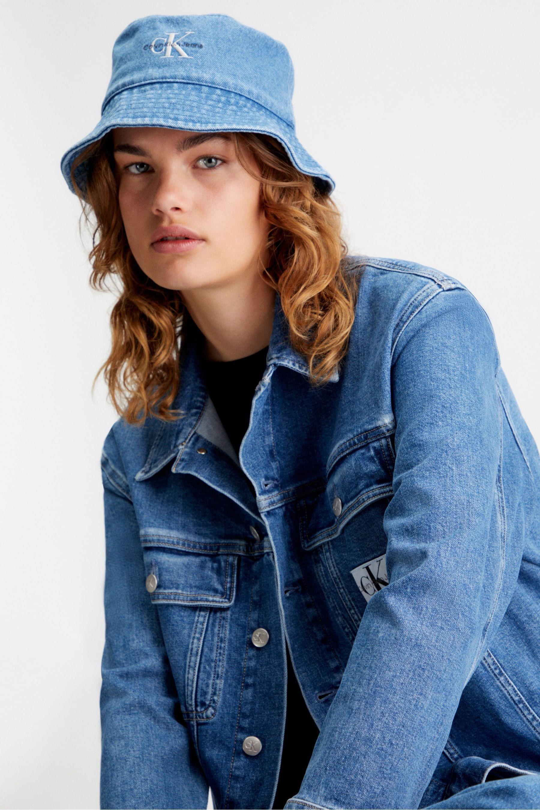 Buy Calvin Klein Jeans Blue 100 Cotton Logo Bucket Hat from Next New Zealand