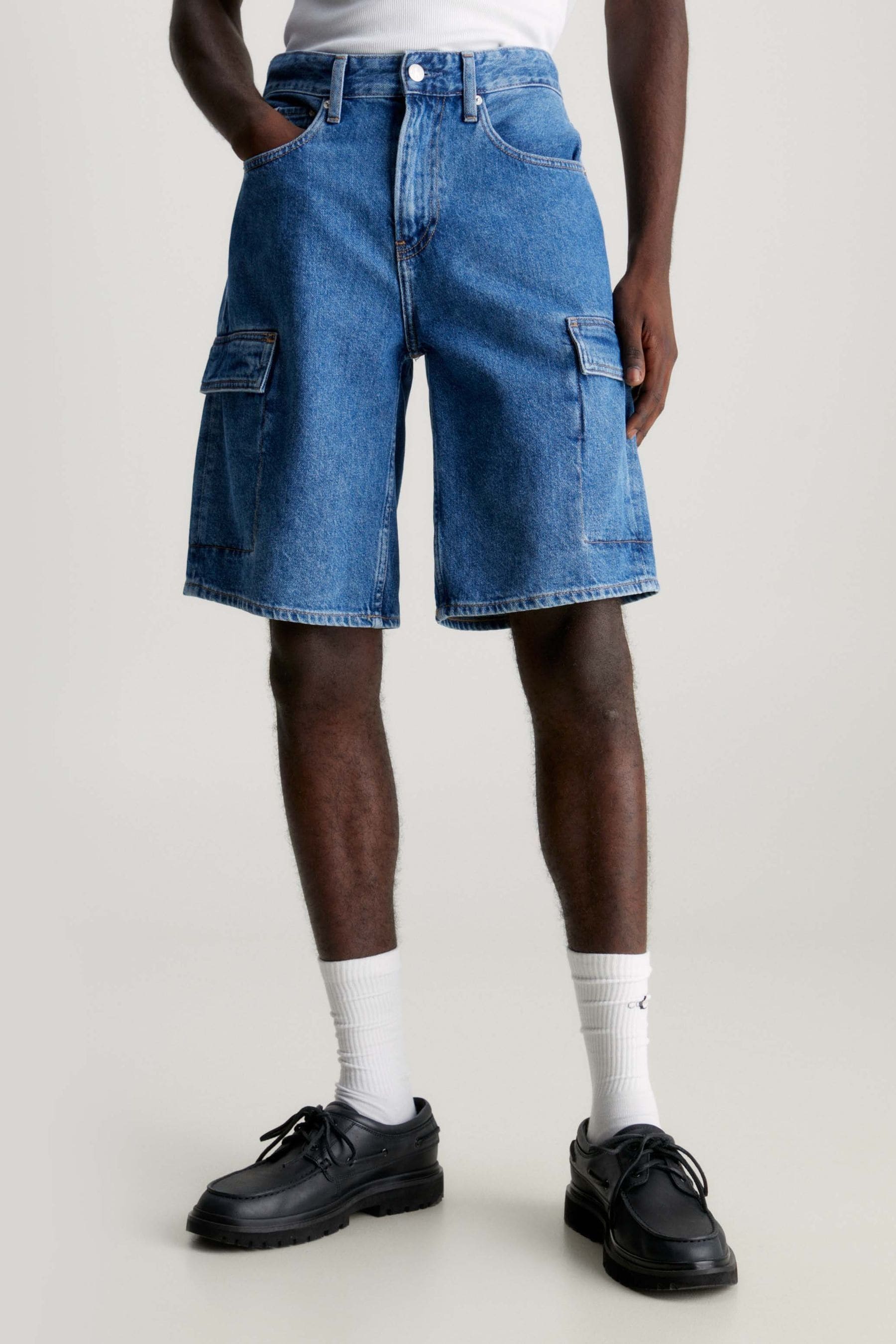 Buy Calvin Klein Blue 90 s Loose Denim Cargo Shorts from Next Ireland