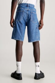 Calvin Klein Blue 90’s Loose Denim Cargo Shorts - Image 2 of 3